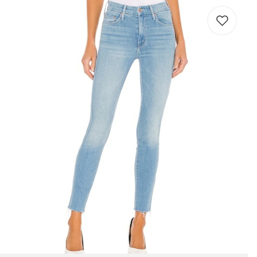 MOTHER The Looker Ankle Fray Jeans Hold My Hand Light Blue Wash 1431-926 Size 25
